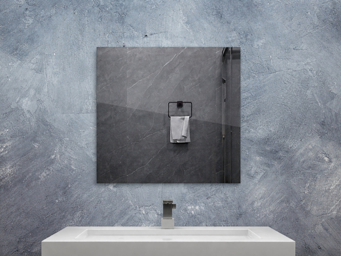 Zrcadlový infrapanel s LED osvětlením MIRROR 320W | Výhřevnost 6 m2 | 60x60 cm | WiFi termostat | Dálkový ovladač | Zrcadlo na šířku