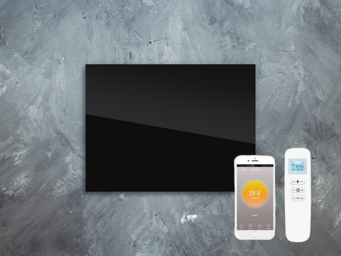 Skleněný Infrapanel GLASS 450W Černý | Výhřevnost 8 m2 | 80x60 cm | WiFi termostat