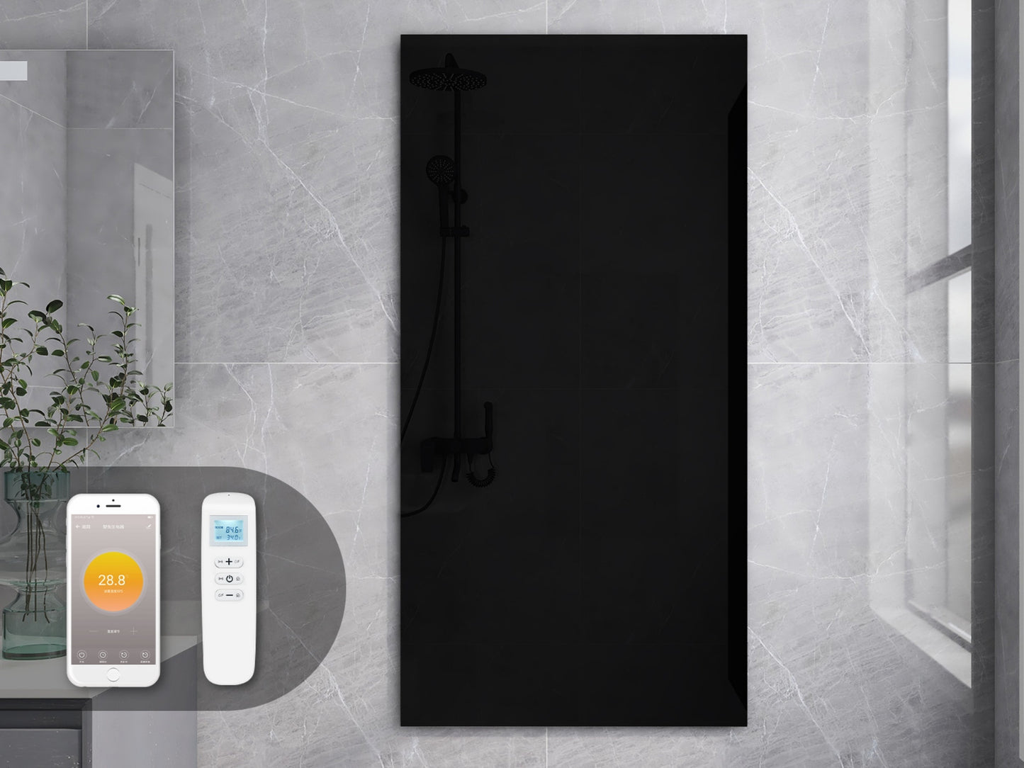 Skleněný Infrapanel GLASS 450W Černý | Výhřevnost 8 m2 | 80x60 cm | WiFi termostat