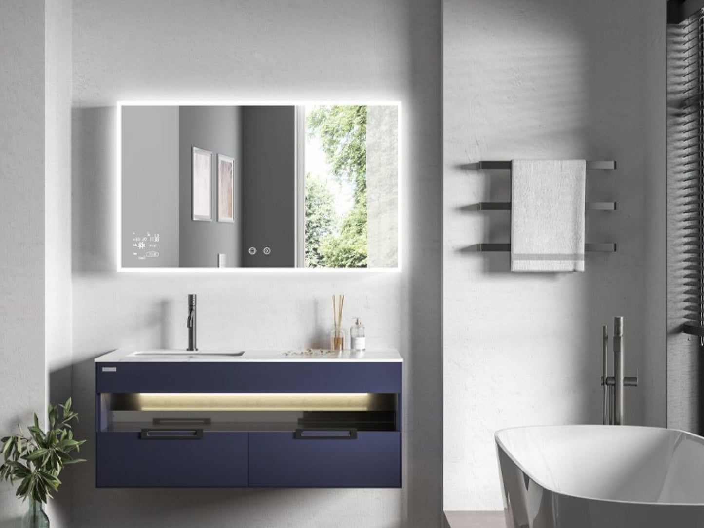 Chytré infrazrcadlo SMART MIRROR 200W | Výhřevnost 3.6 m2 | 60x60 cm | WiFi termostat | Dálkové ovládání | LED světlo