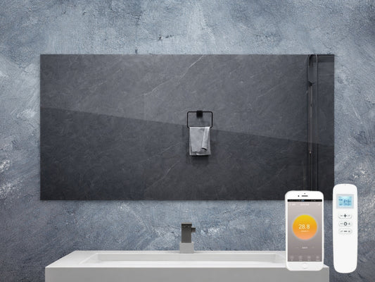 Zrcadlový infrapanel MIRROR 580W | Výhřevnost 10,5 m2 | 100x60 cm | WiFi termostat | Dálkový ovladač | Zrcadlo na šířku