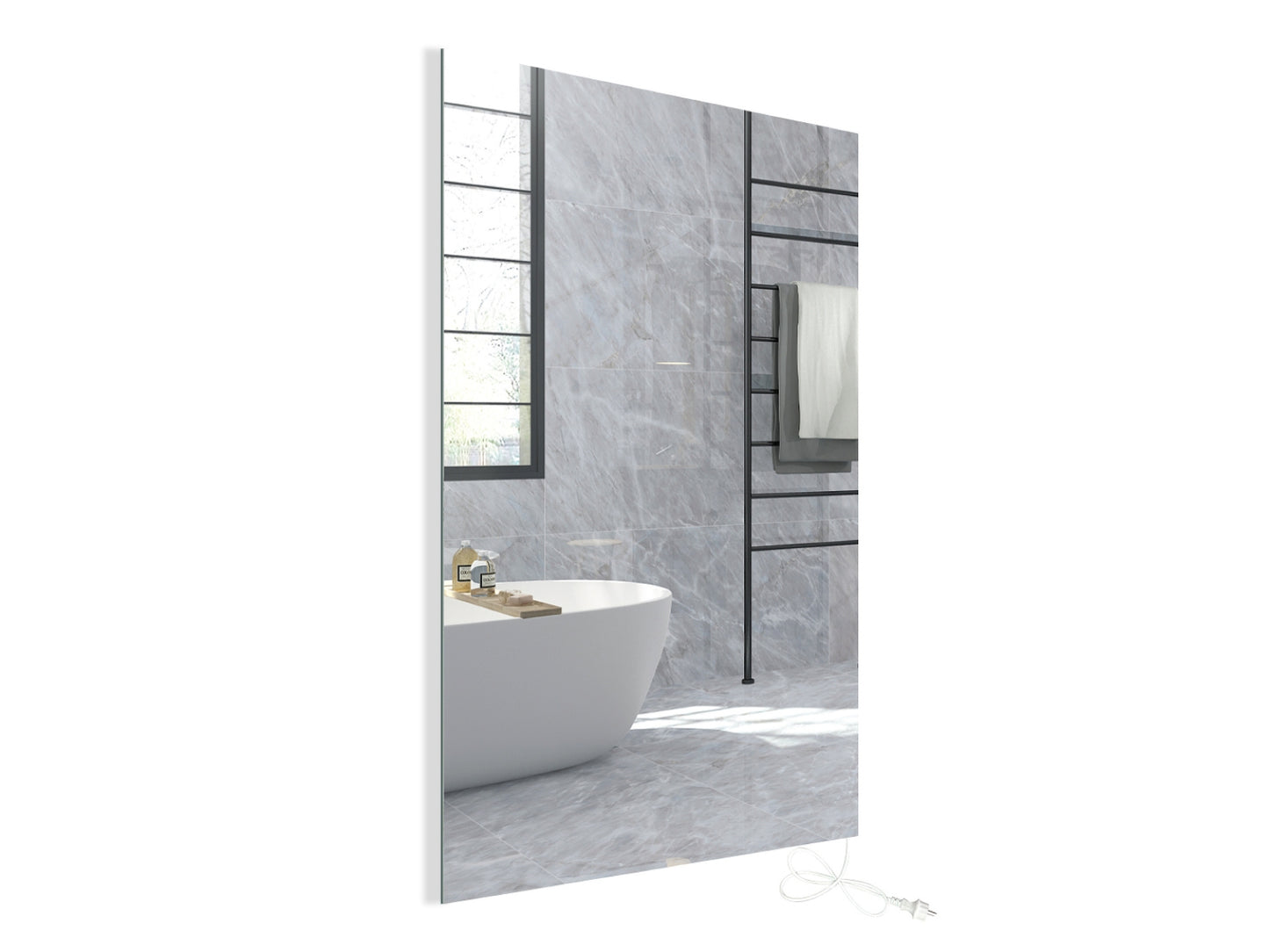 Zrcadlový infrapanel s LED osvětlením MIRROR 700W | Výhřevnost 12,5 m2 | 120x60 cm | WiFi termostat | Dálkový ovladač | Zrcadlo na šířku