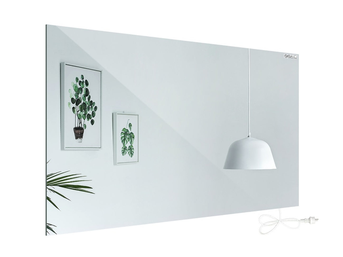 Zrcadlový infrapanel s LED osvětlením MIRROR 450W | Výhřevnost 8 m2 | 80x60 cm | WiFi termostat | Dálkový ovladač | Zrcadlo na šířku