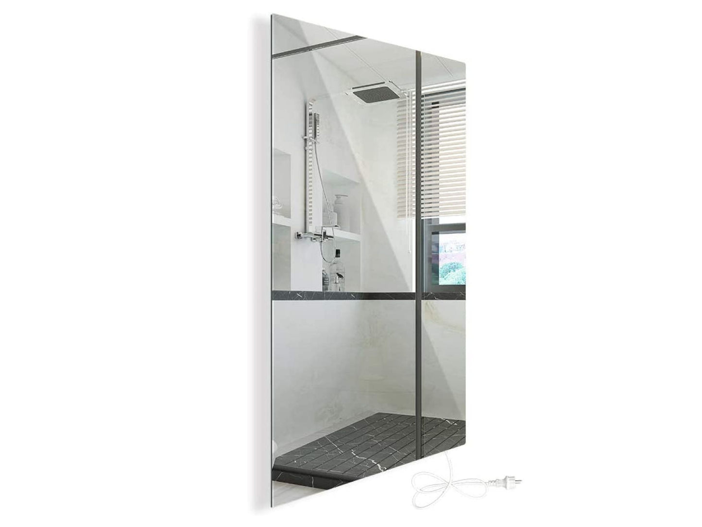 Zrcadlový infrapanel s LED osvětlením MIRROR 580W | Výhřevnost 10,5 m2 | 100x60 cm | WiFi termostat | Dálkový ovladač | Zrcadlo na šířku