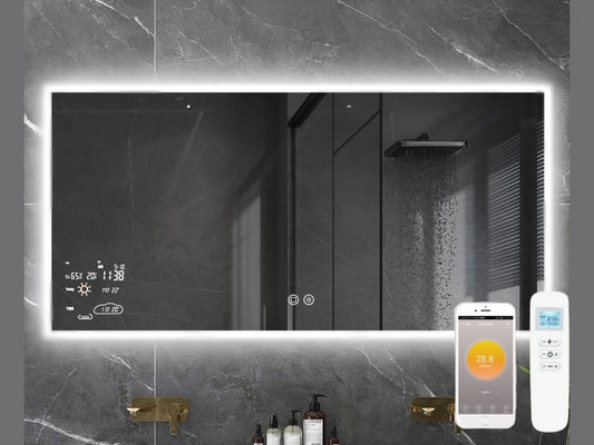 Chytré infra zrcadlo SMART MIRROR 500W | Výhřevnost 9 m2 | 120x60 cm | WiFi termostat | Dálkové ovládání | LED světlo | Zrcadlo na šířku