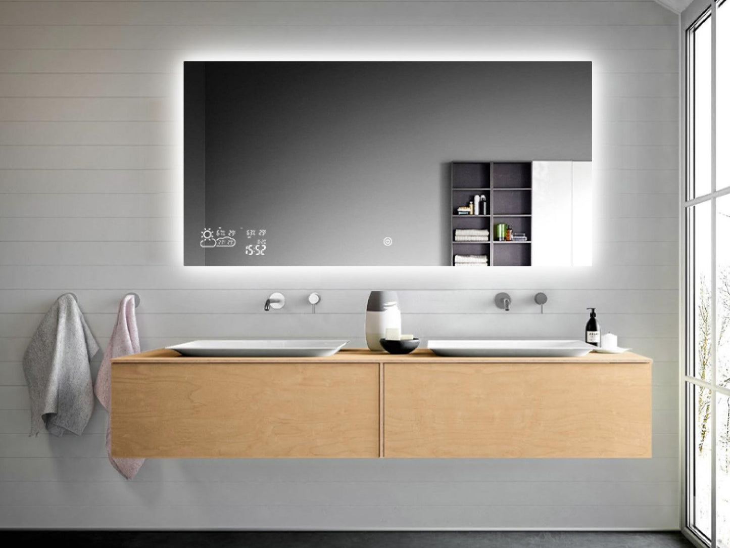 Chytré infrazrcadlo SMART MIRROR 200W | Výhřevnost 3.6 m2 | 60x60 cm | WiFi termostat | Dálkové ovládání | LED světlo