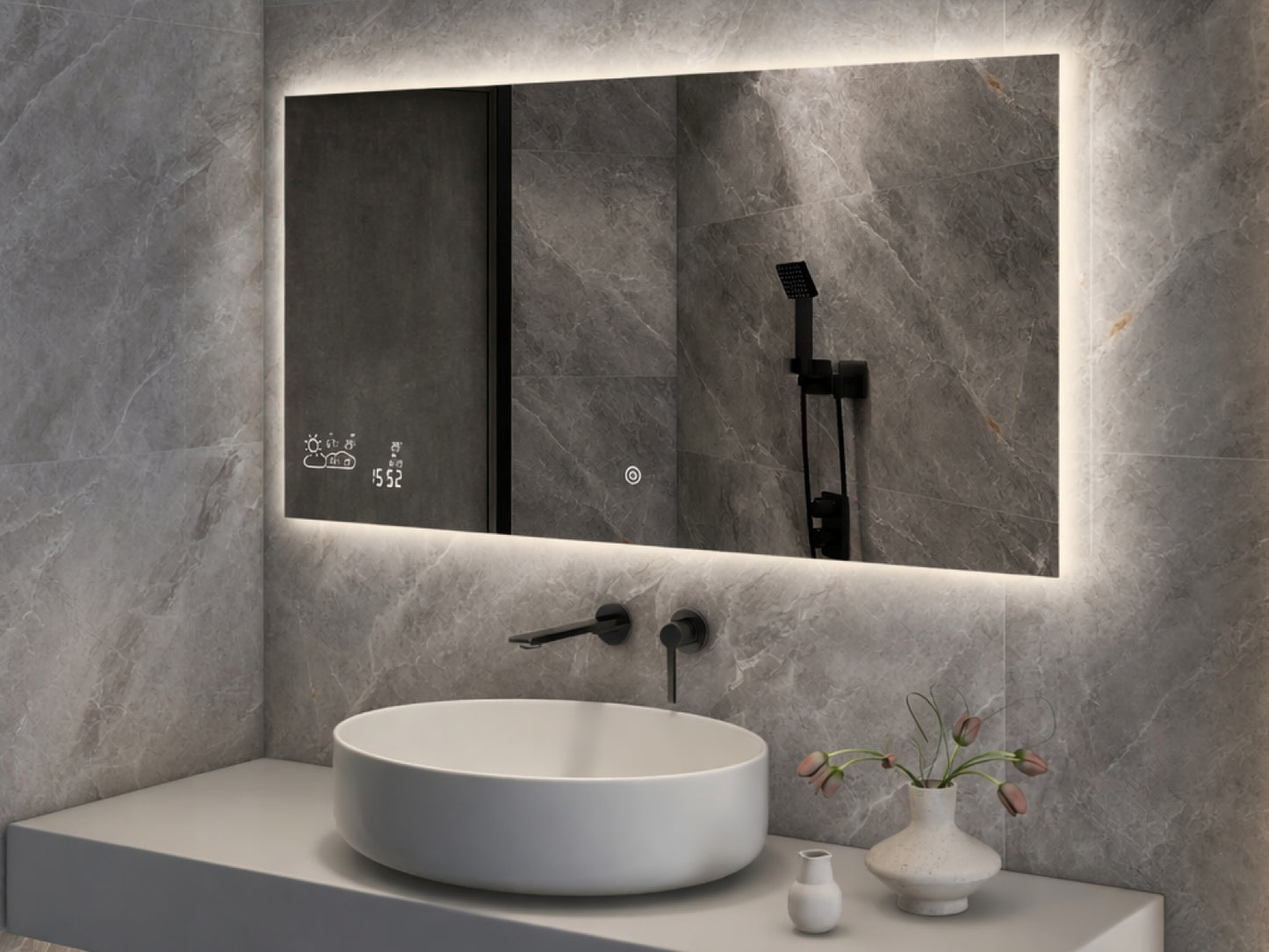 Chytré infrazrcadlo SMART MIRROR 200W | Výhřevnost 3.6 m2 | 60x60 cm | WiFi termostat | Dálkové ovládání | LED světlo