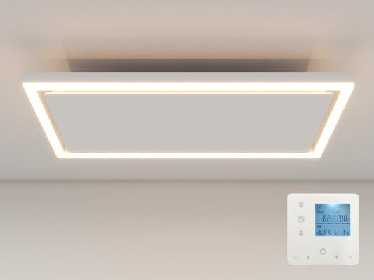 Stropní infrapanel CEILING LED DESIGN 750W | Výhřevnost 13.6 m2 | 70x40 cm | LED světlo | Dálkový ovladač