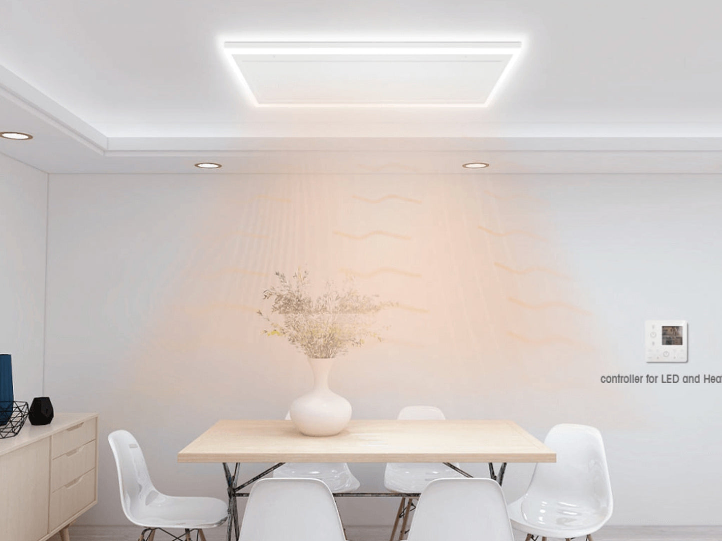 Stropní Infrapanel CEILING LED 370W | WiFi | Výhřevnost 6.5 m2 | 65x63 cm | LED světlo | Bezdrátový WiFi termostat
