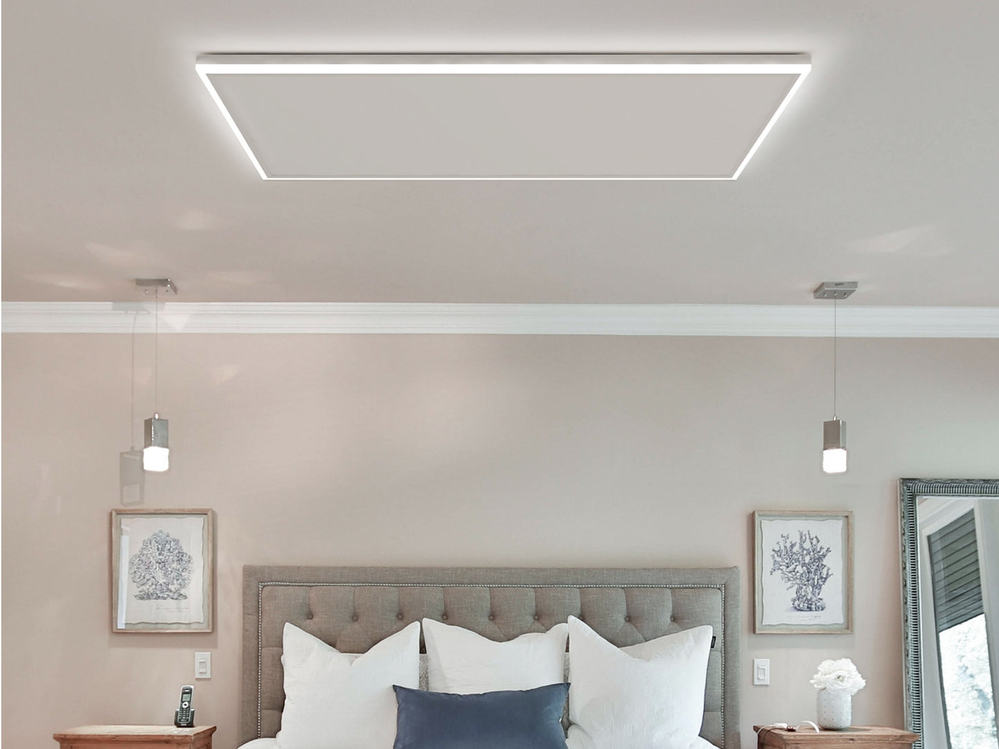 Stropní Infrapanel CEILING LED 800W | WiFi | Výhřevnost 14.5 m2 | 128x63 cm | LED světlo | Bezdrátový WiFi termostat