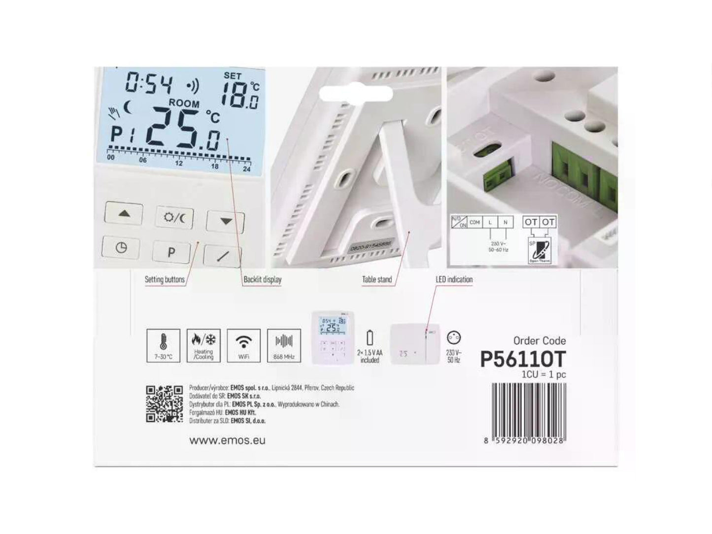 Bezdrátový programovatelný termostat EMOS P5611OT | Opentherm | Pro více panelů