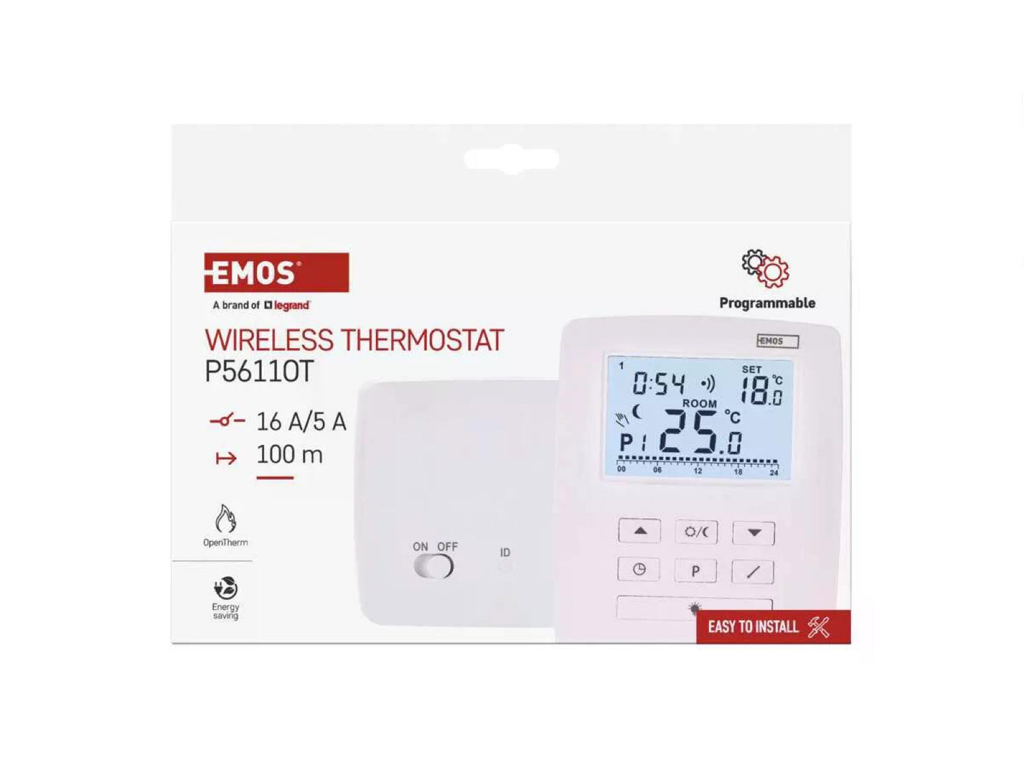 Bezdrátový programovatelný termostat EMOS P5611OT | Opentherm | Pro více panelů