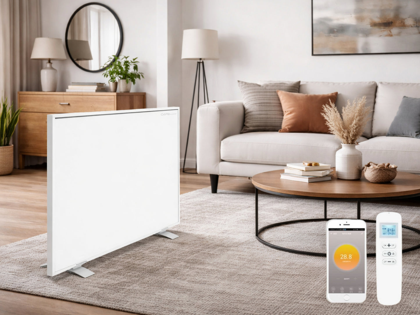 Volně stojící infrapanel BASIC STAND 350W | Výhřevnost 6.5 m2 | 60x60 cm | WiFi termostat